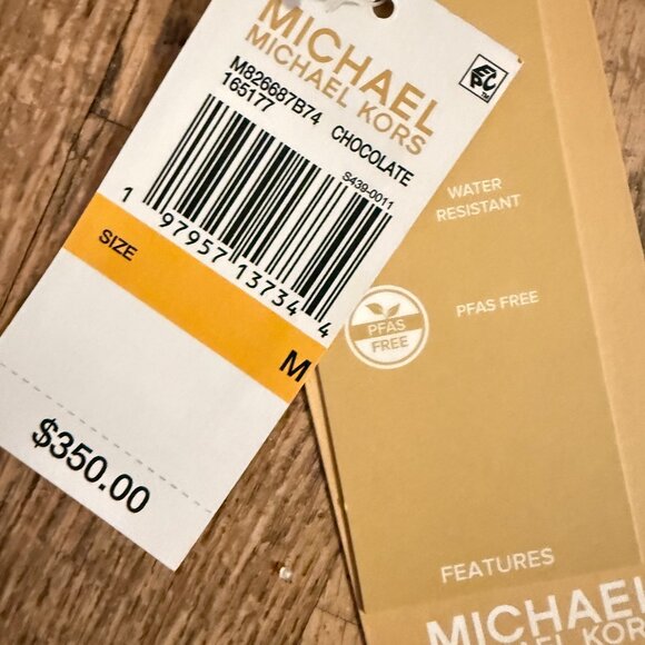 NWT MICHAEL KORS QUILTED HIDDEN HOOD DOWN BLEND PUFFER JACKET COAT M $350 BROWN - Picture 7 of 10